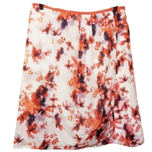 Nic & Zoe | Floral Silk Blend A-Line Knee Length Faux Wrap Skirt (Size 14) - Picture 1 of 9